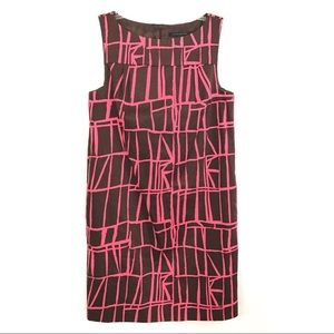 David Meister Shift Dress‎ Sz 4 Brown Pink Pockets